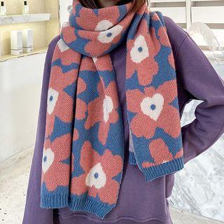 Floral Print Knit Scarf