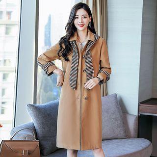 Houndstooth Panel Buttoned Coat