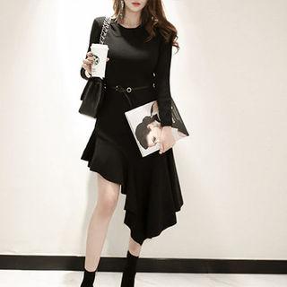 Asymmetric-hem Knit A-line Dress