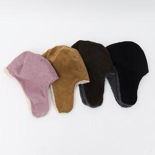Earflap Sherpa-fleece Corduroy Hat