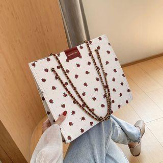 Printed Faux Leather Chain Crossbody Bag