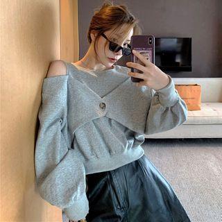 Mock Two-piece Cold-shoulder Sweatshirt