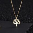 925 Sterling Silver Rhinestone Tree Pendant Necklace Ns367 - Gold - One Size