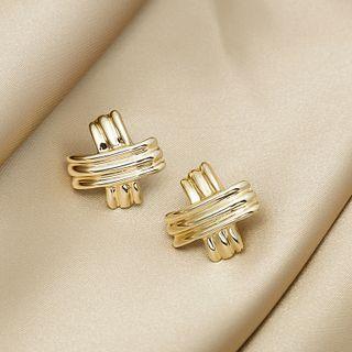 Cross Alloy Earring E3625 - 1 Pair - Gold - One Size