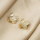 Cross Alloy Earring E3625 - 1 Pair - Gold - One Size