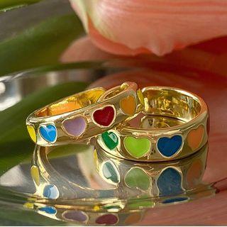 Heart Glaze Alloy Open Ring