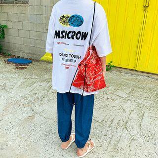 Printed Letter-tag Oversized T-shirt