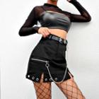 Chain Slit Mini Straight-fit Skirt