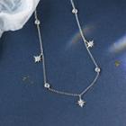 925 Sterling Silver Rhinestone Octagram Necklace As Shown In Figure - One Size