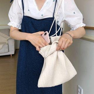 Smile-embroidered Bucket Bag Ivory - One Size