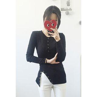Snap-button Slim-fit Henley