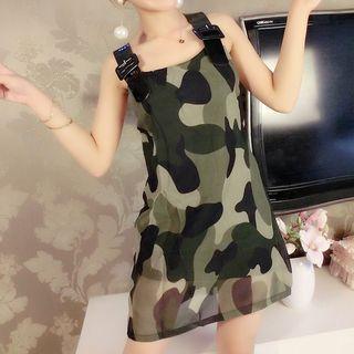 Camouflage Sleeveless A-line Dress