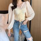V-neck Long-sleeve Sheer Top
