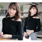 Plain Cold Shoulder Sweater