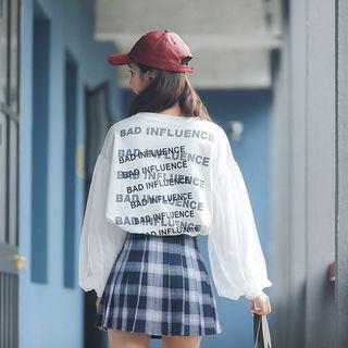 Mesh Paneled Letter Sweatshirt As Shown In Figure - One Size