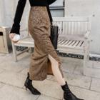 Leopard H-line Long Skirt Beige - One Size