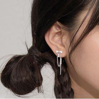 Bow Chained Sterling Silver Earring