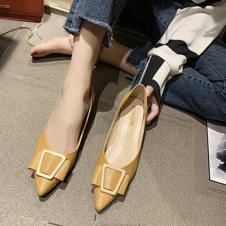 Buckle Pointy Block Heel Pumps