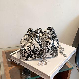 Chain Print Bucket Bag Black - One Size