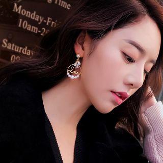 Lettering Faux Pearl Drop Earring