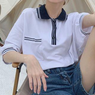 Polo Short-sleeve Striped T-shirt White - One Size