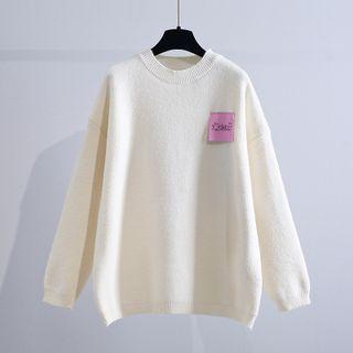 Lettering Heart Applique Sweater