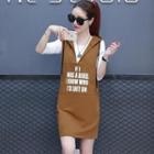 Set: Long-sleeve T-shirt + Sleeveless Hooded Dress