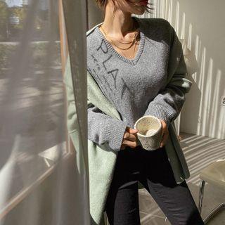 V-neck Woolen Boxy Sweater