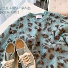 Leopard Wool Blend Sweater Sky Blue - One Size