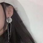 Button Drop Ear Stud 1 Pc - Silver - One Size