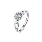 925 Sterling Silver Elegant Fashion Round Cubic Zircon Adjustable Ring Silver - One Size
