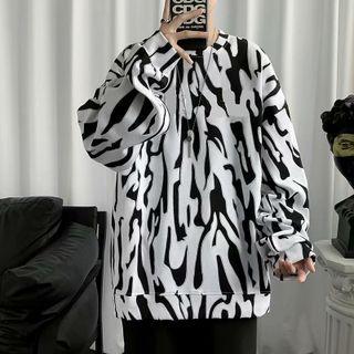 Round-neck Zebra Printed Long-sleeve Sweatshirt