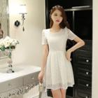 Embroidered Organza Short-sleeve Dress
