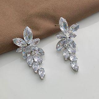 Cz Flower Drop Earring 1 Pair - Silver - One Size