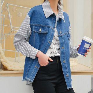 Pinstriped Denim Shirt Jacket