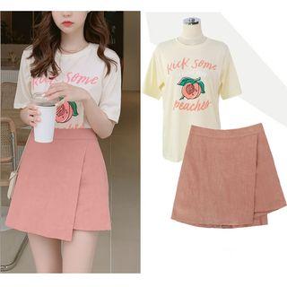 Short-sleeve Print T-shirt / Skorts / Set