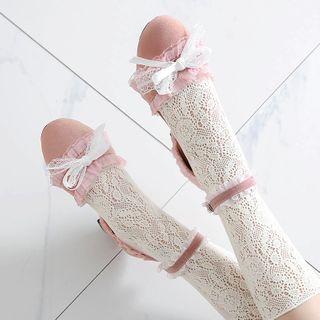 Chunky Heel Lace Trim Mary Jane Pumps