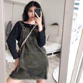 Sleeveless Camouflage Dress / Long-sleeve Plain Top