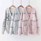 Deer Print V-neck Cardigan