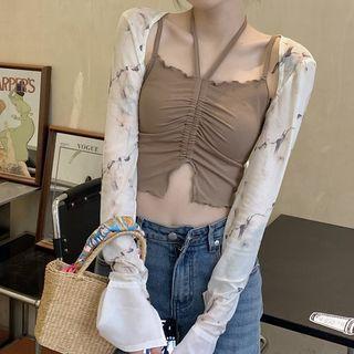 Strappy Cropped Camisole Top / Long-sleeve Tie-dye Shrug