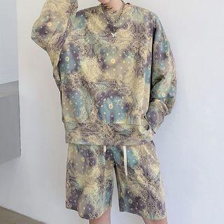 Set: Tie-dye Print Sweatshirt + Shorts