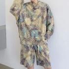 Set: Tie-dye Print Sweatshirt + Shorts