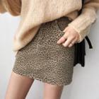 Zip-front Leopard Miniskirt