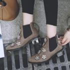 Rhinestone Flower Pointed Ankle Boots