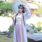 Traditional Chinese Set: Long Jacket + Top + Skirt