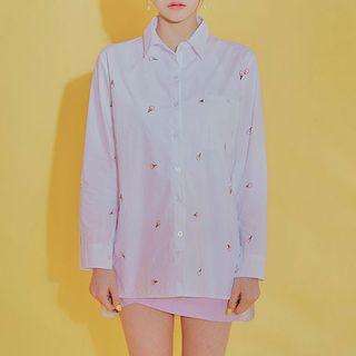 Ice-cream Embroidered Slim-fit Shirt