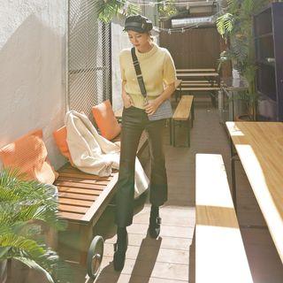 Faux-leather Boot-cut Pants