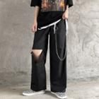 Cutout Chained Straight-fit Pants
