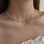 Faux Pearl Choker Necklace Gold - One Size