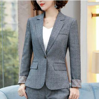 Plaid Blazer / Slim-fit Dress Pants